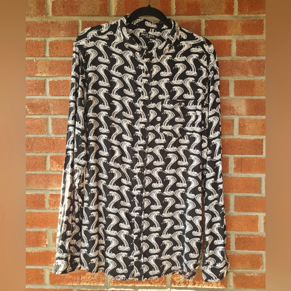 Brave Soul US L B&W long sleeve shirt